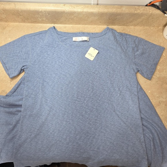 New Free People FP Beach 2 pc Set Women XS Blue Tee Skirt Lounge Poolside Boho - Picture 7 of 15